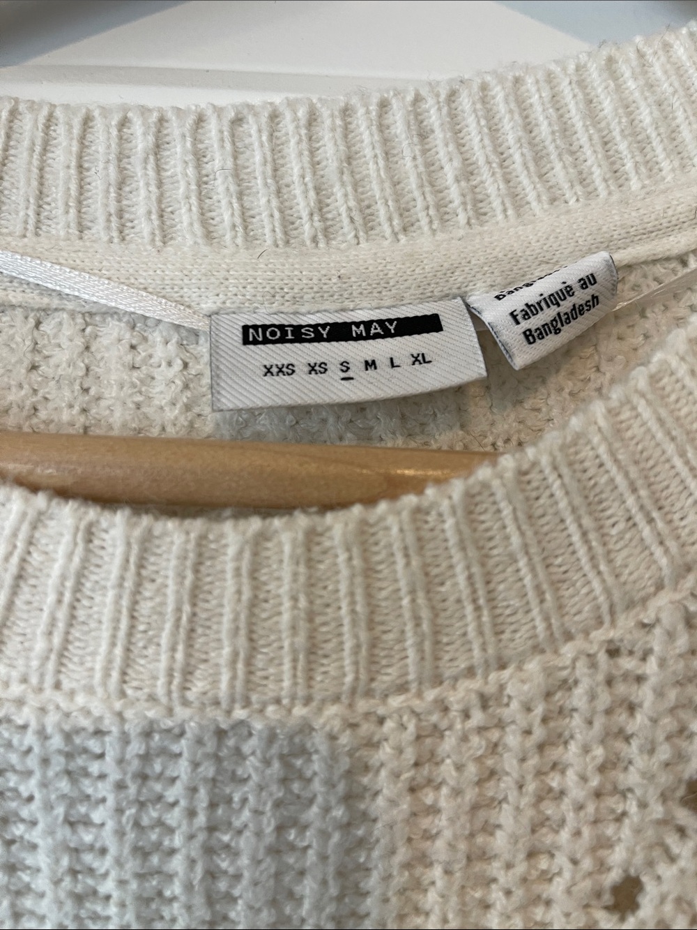 Noisy May Cream Knit Bubble Sleeve Sweater - Picture 2 of 2